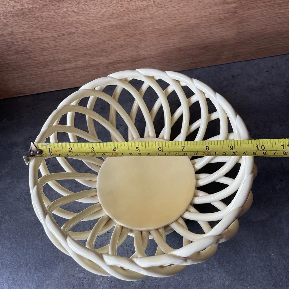 VTG Palermo Artimino Woven Ceramic Bread Basket Fruit Bowl Ironstone Yellow MCM